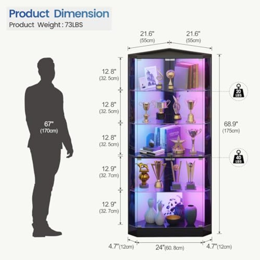 Corner Display Case with RGB L - Display Case Acrylic ulasan dan harga