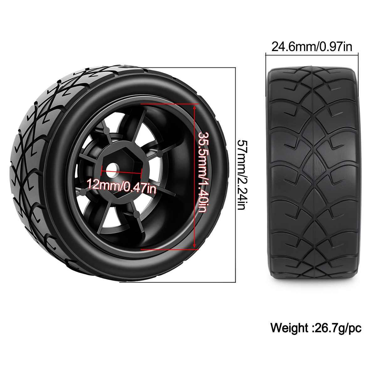 4Pcs 12mm Hex Rubber Racing Ti - Tamiya Model Rc Car ulasan dan harga