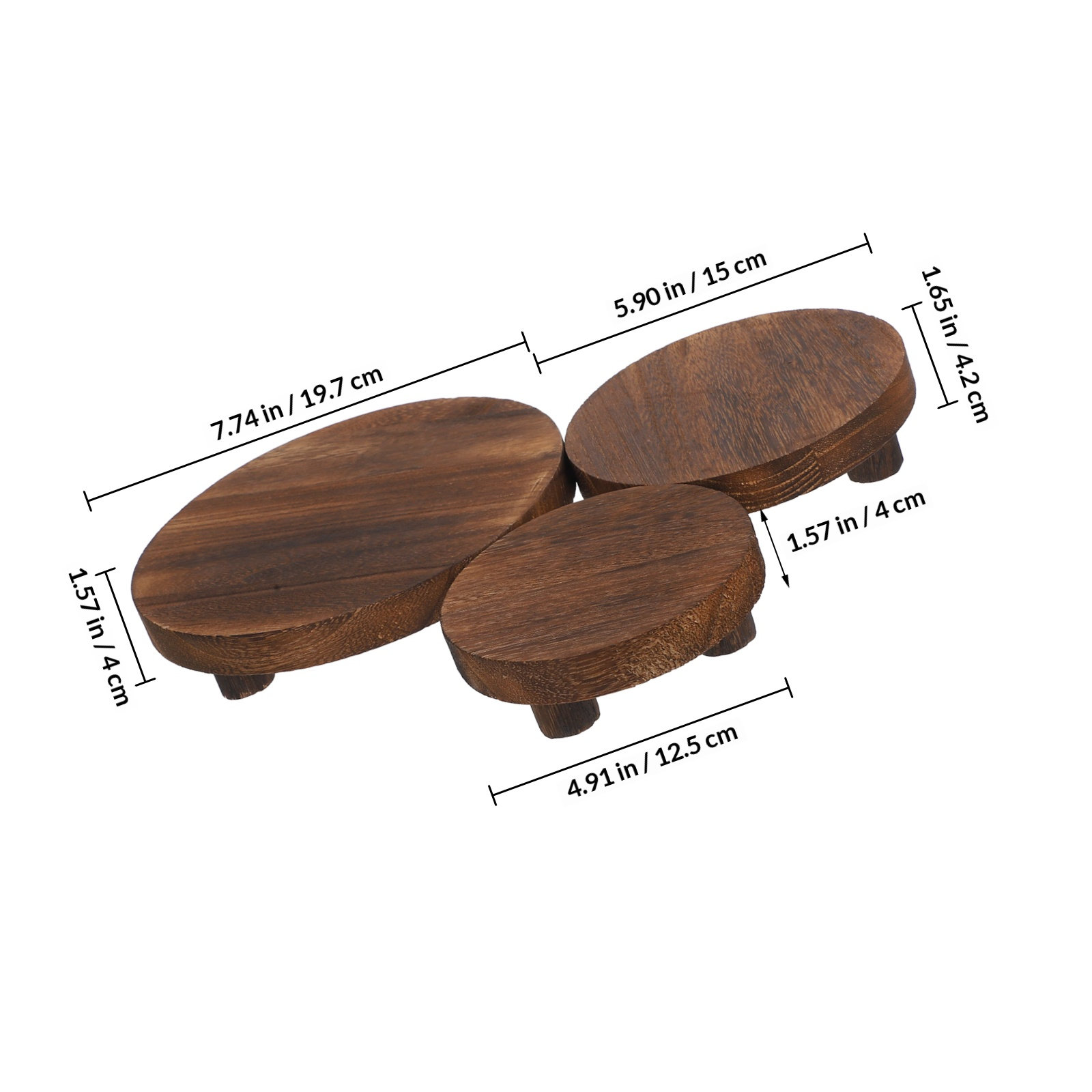 3Pcs Wooden Plant Stand Set Na - Display Risers Set ulasan dan harga